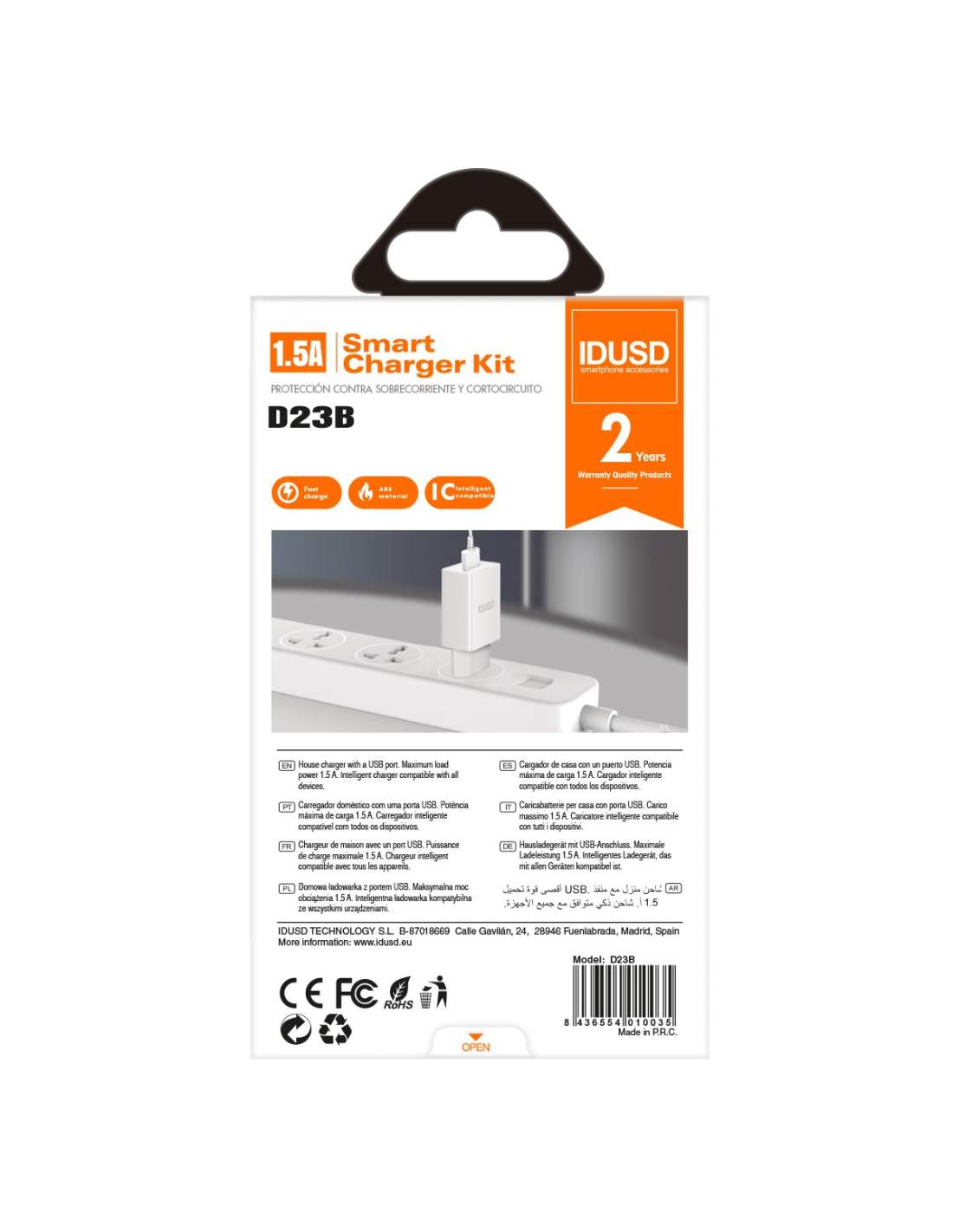 IDUSD CARGADOR 1.5A TIPO C