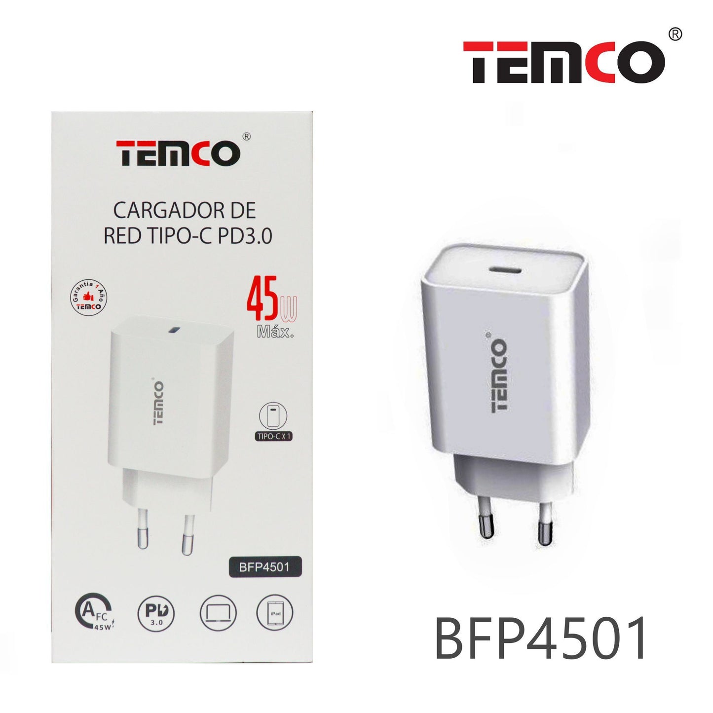 TEMCO CARGADOR TIPO C 45W