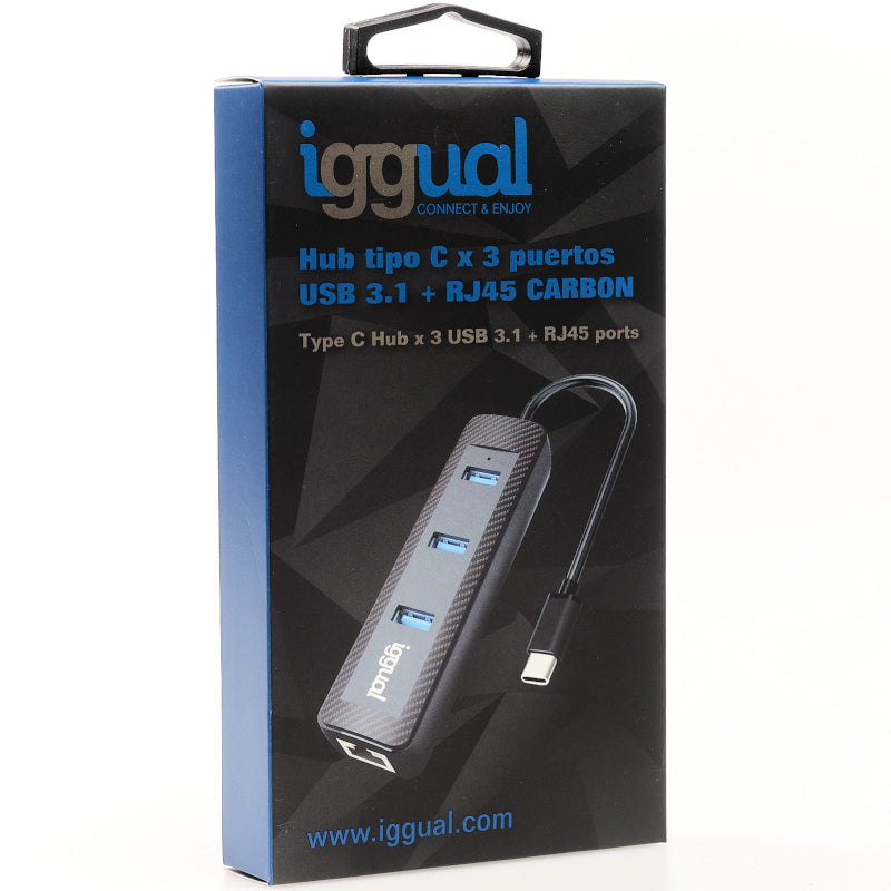 IGGUAL HUB TIPO C 3PUERTOS USB+RJ45