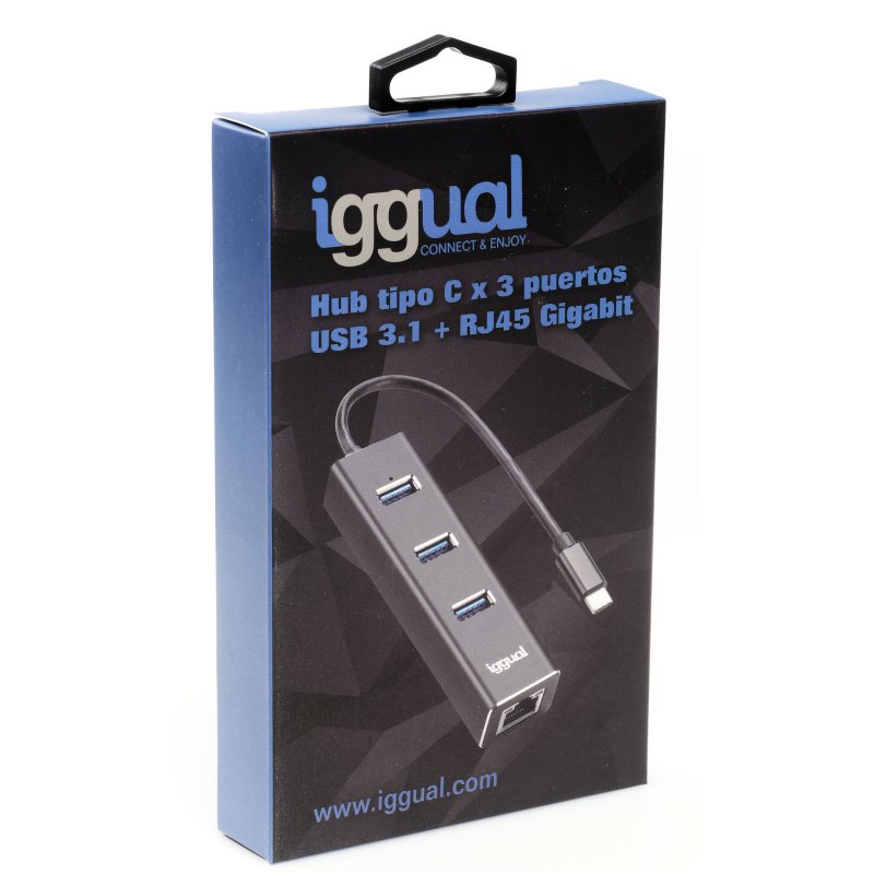 IGGUAL HUB TIPO C x 3 PUERTOS USB 3.1+RJ45