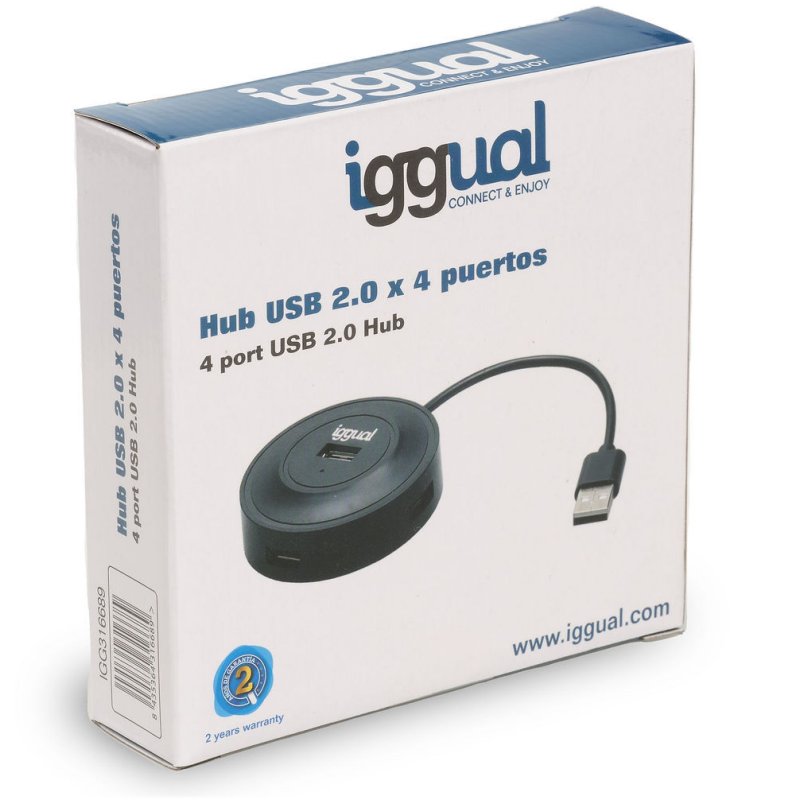 IGGUAL HUB USB 2.0 x 4 puertos