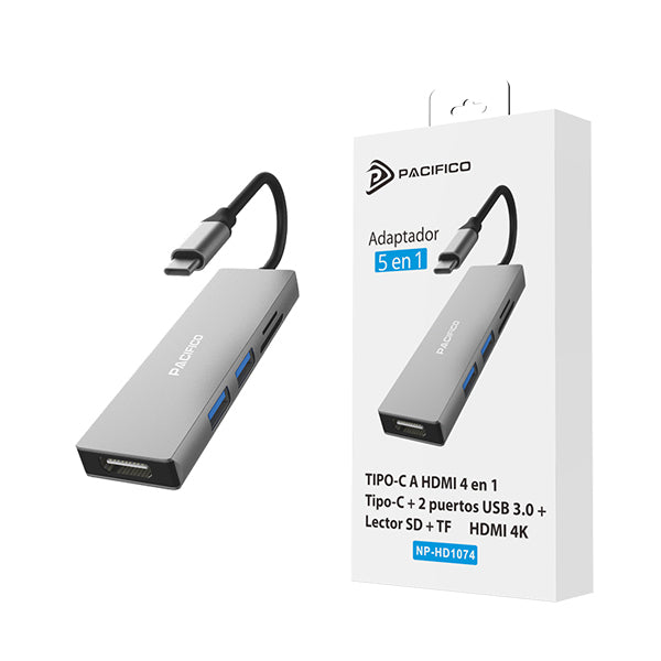 ADAPTADOR 5 EN 1 TIPO-C A HDMI USB LECTOR TF / SD