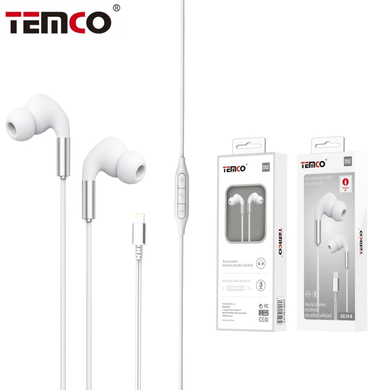 TEMCO ESL19-D AURICULARES CON CABLE LIGHTNING