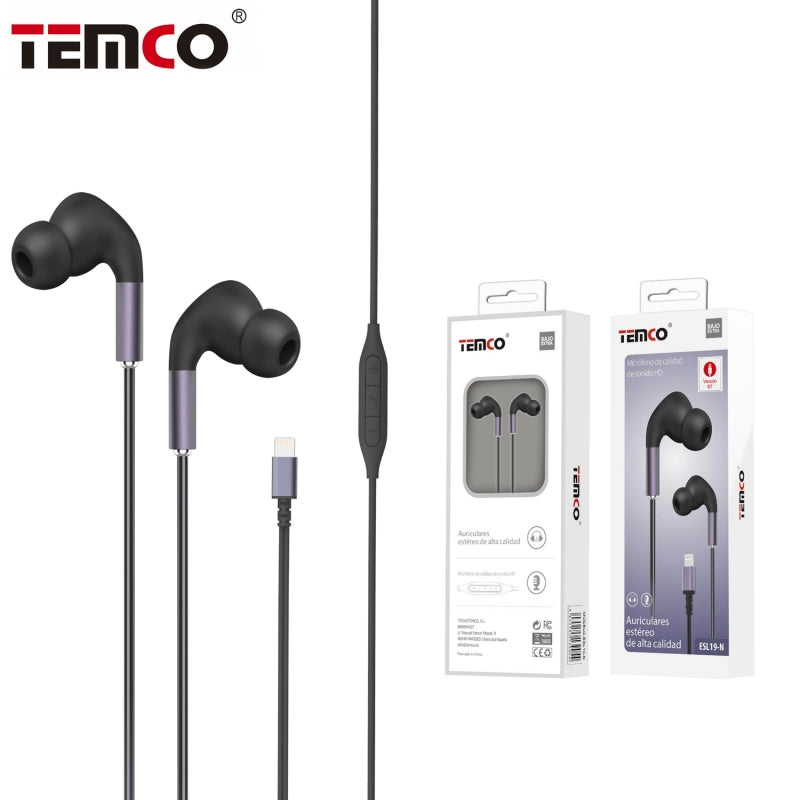 TEMCO ESL19-D AURICULARES CON CABLE LIGHTNING